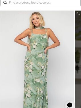 Baltic Born Green Floral Maxi Slip Dress with Scarf